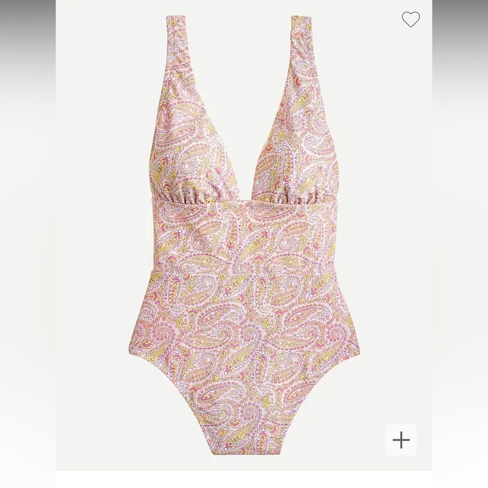 J. Crew Eco plunge V-neck one-piece in beach